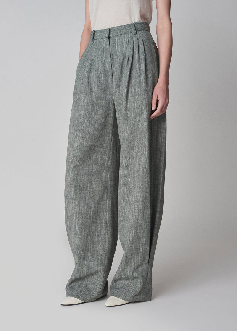 Tailored Aviator Pant in Melange Suiting - Dark Forest - CO
