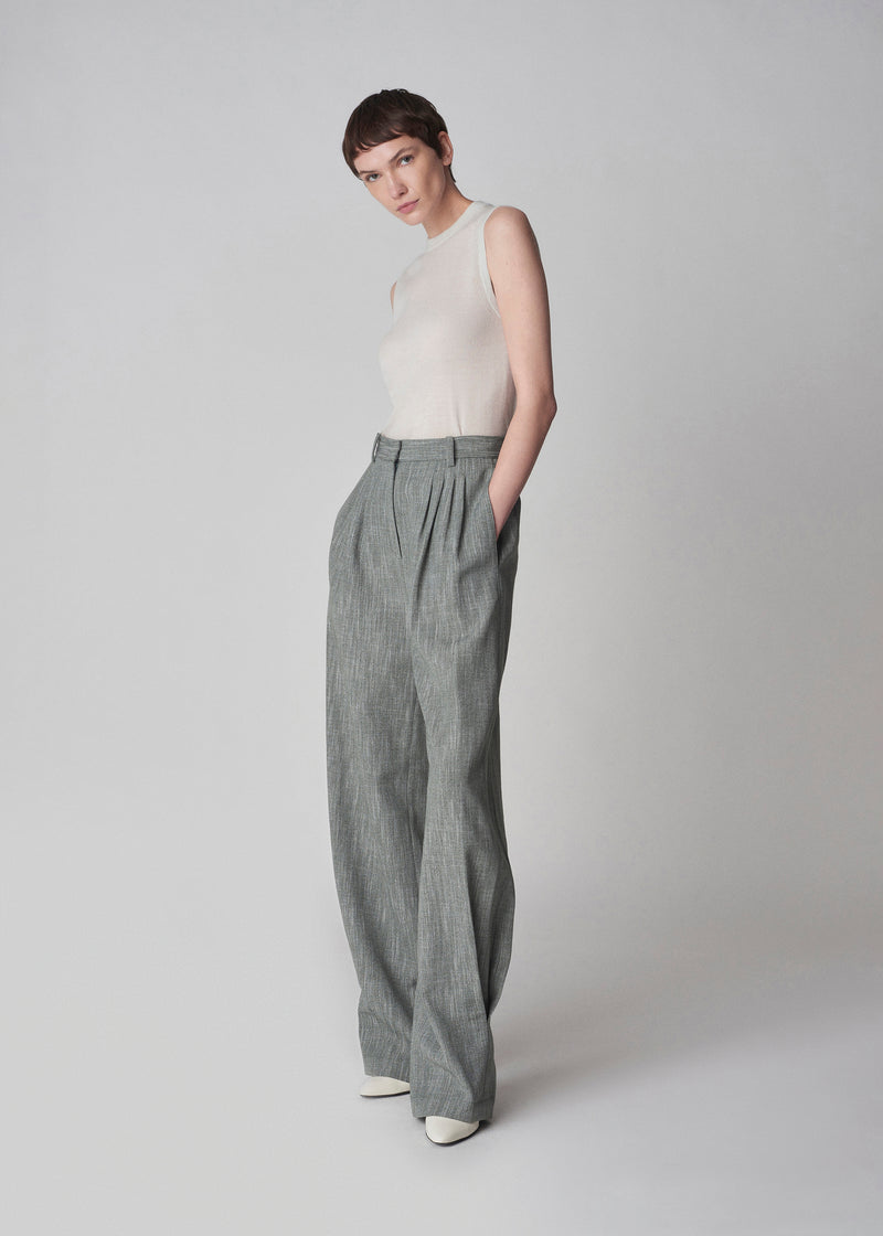 Tailored Aviator Pant in Melange Suiting - Dark Forest - CO