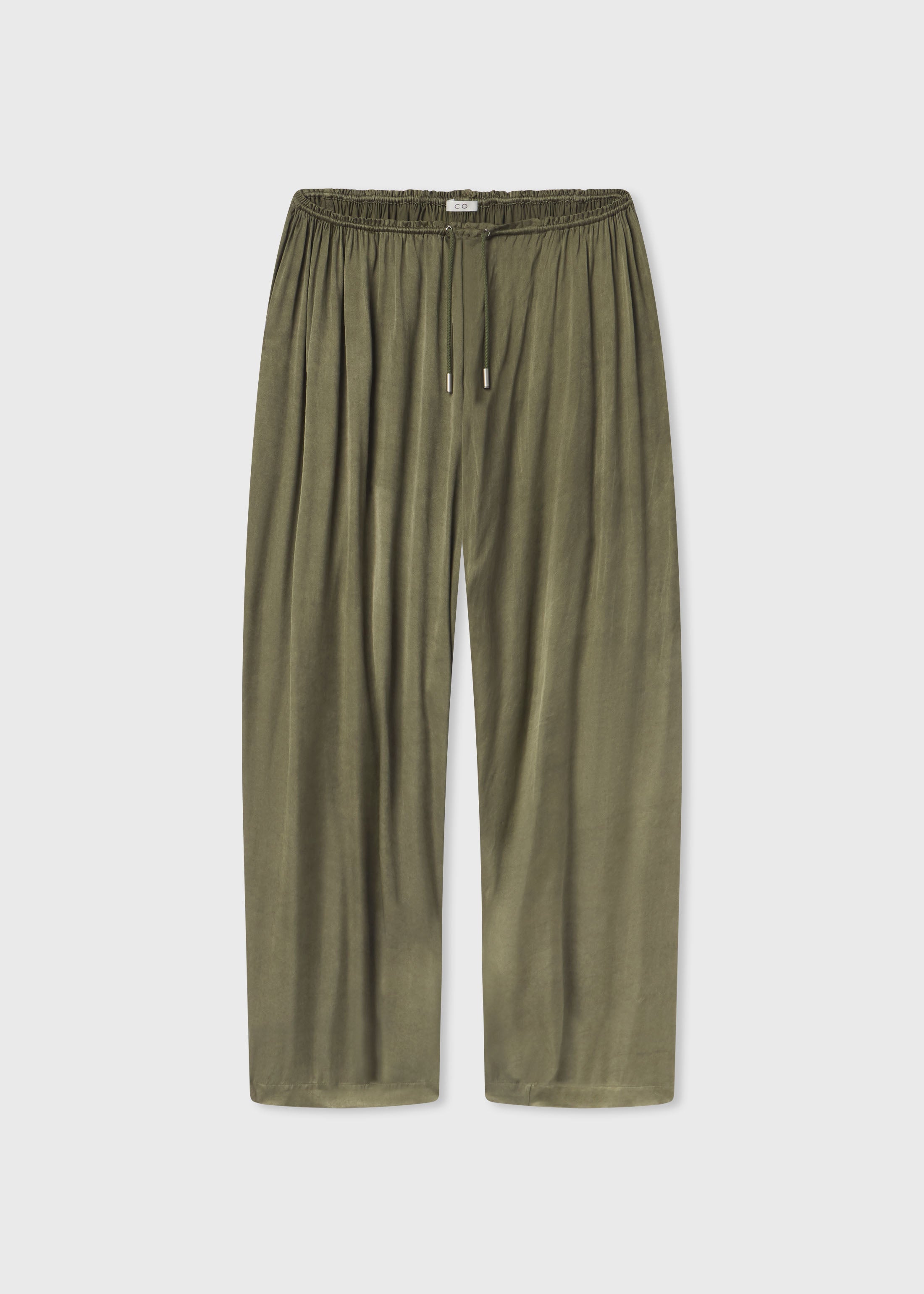 Elasticated Waist Gathered Pant in Viscose - Jade