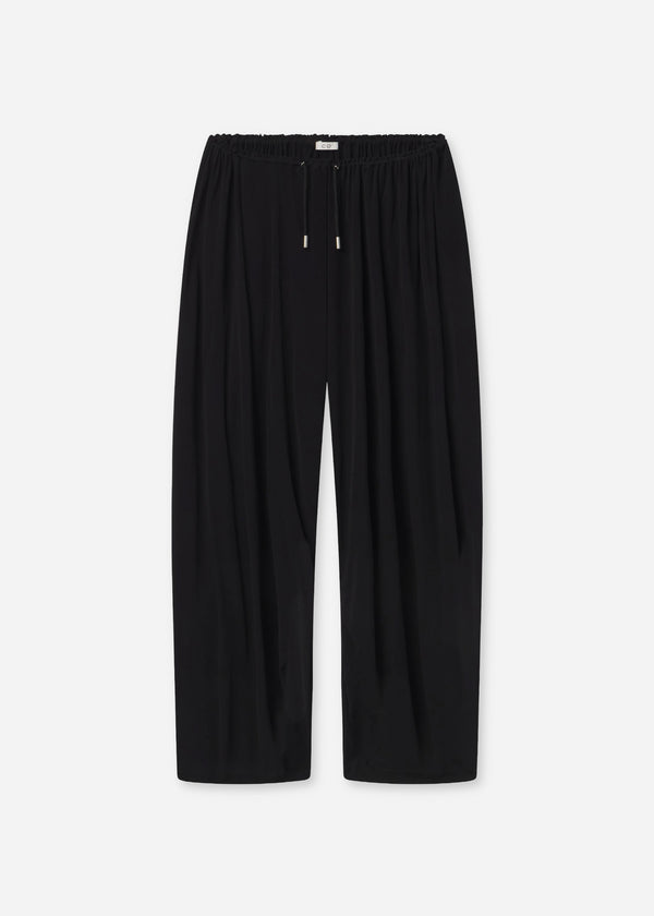 Elasticated Waist Gathered Pant in Viscose - Black - CO