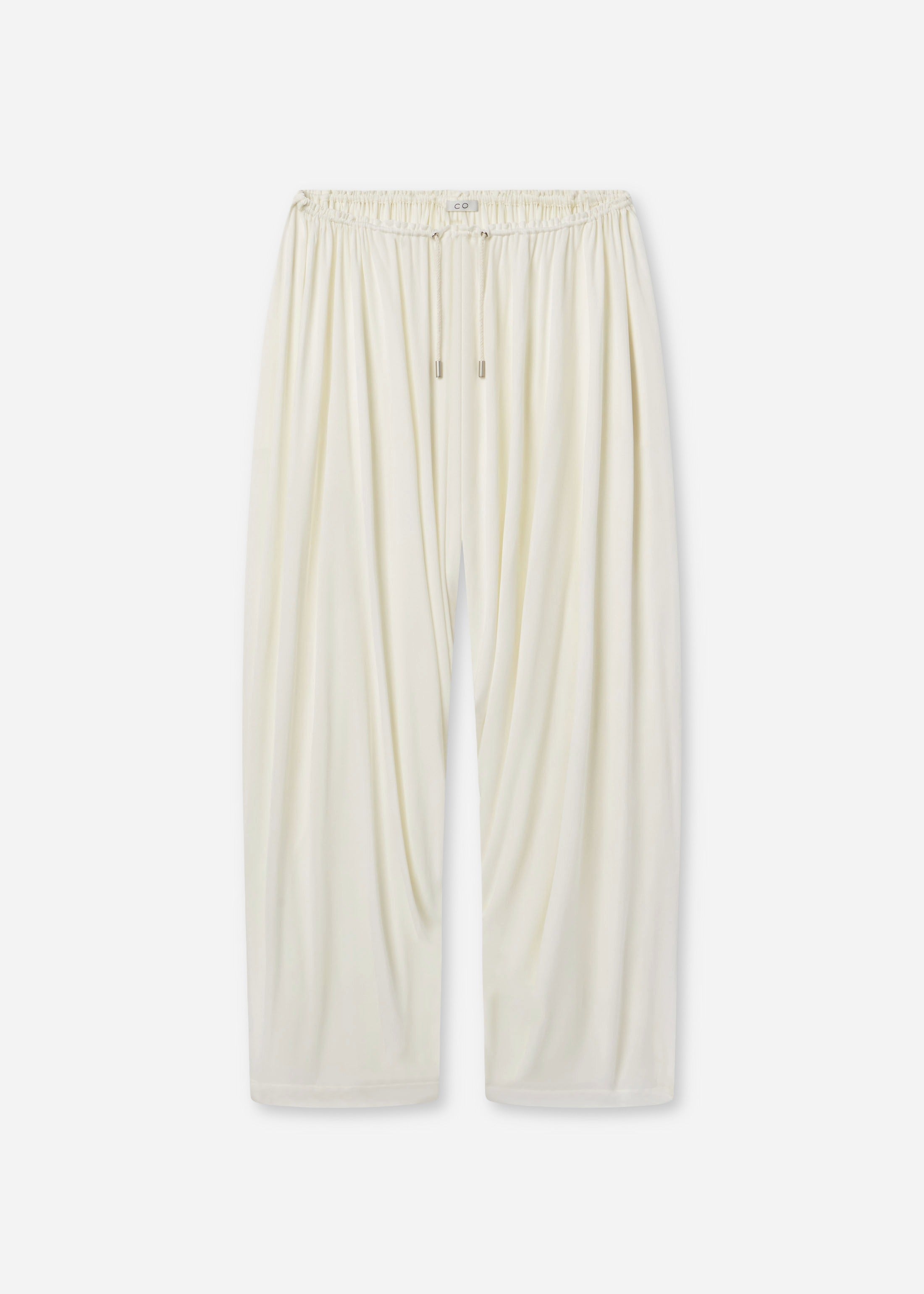 Elasticated Waist Gathered Pant in Viscose - Ivory