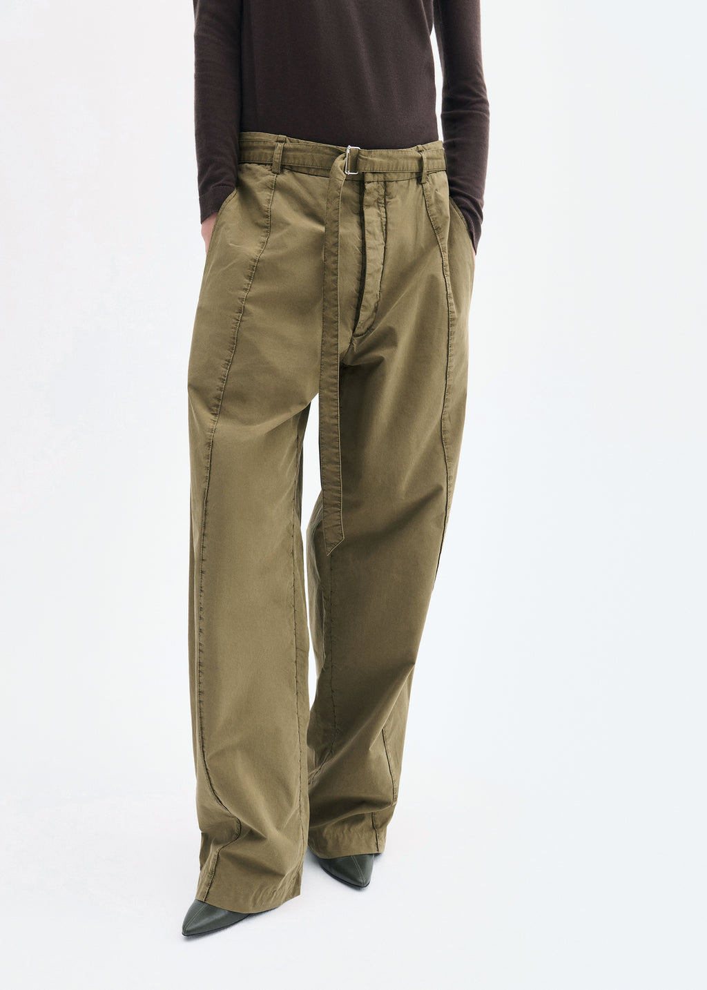 Drop Waist Pant in Cotton Twill - Olive - CO