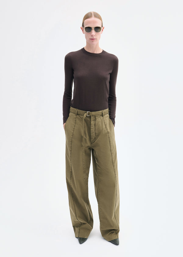 Drop Waist Pant in Cotton Twill - Olive - CO