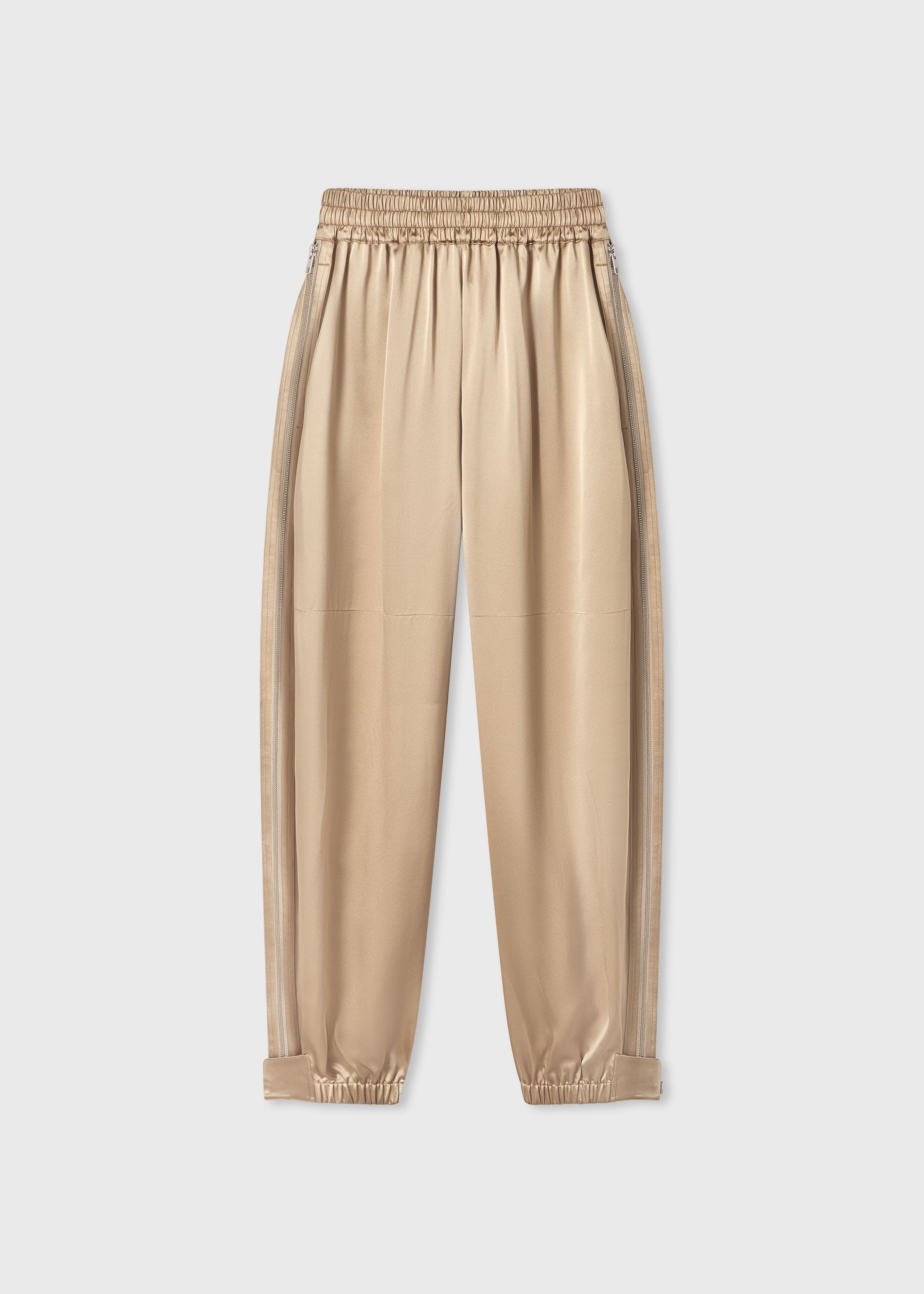 Articulated Vented Pant in Silk Charmeuse - Sesame