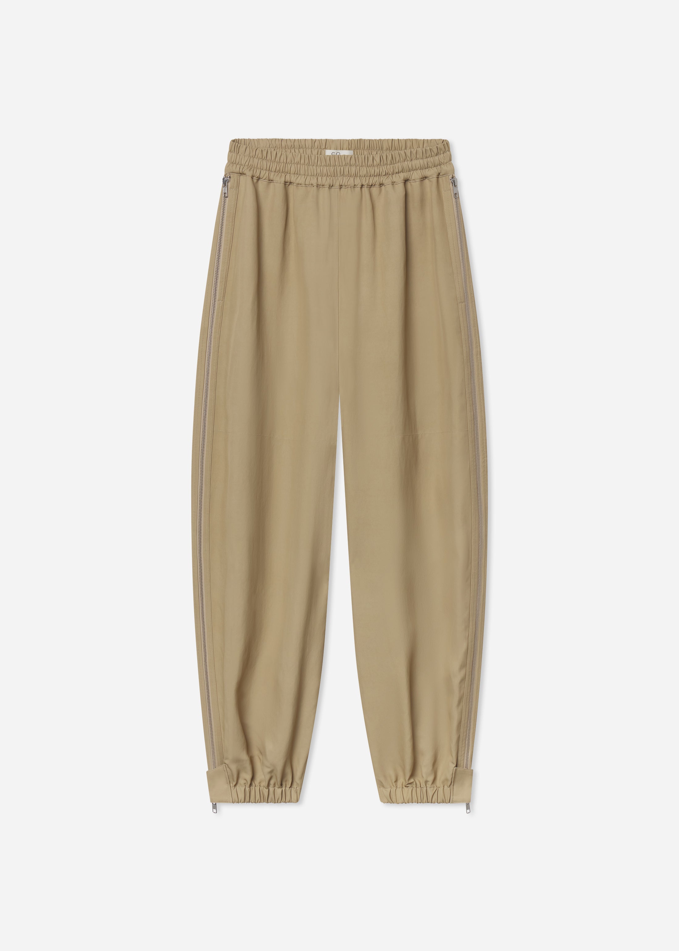 Articulated Vented Pant in Silk Viscose - Khaki