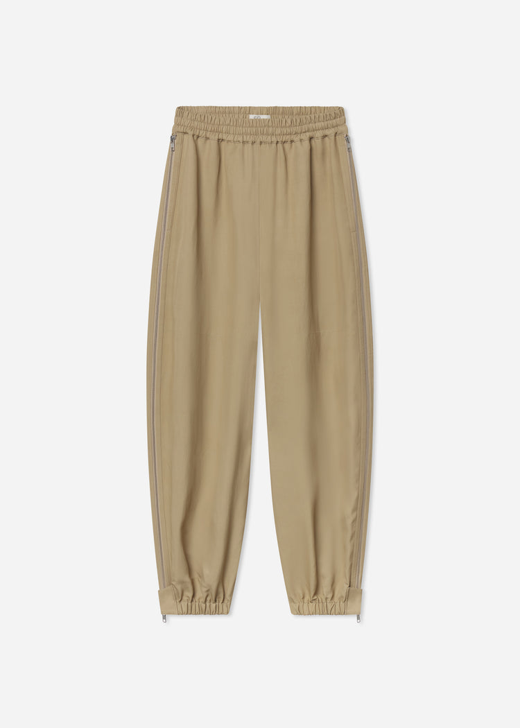 Articulated Vented Pant in Silk Viscose - Khaki, image 4 of 4