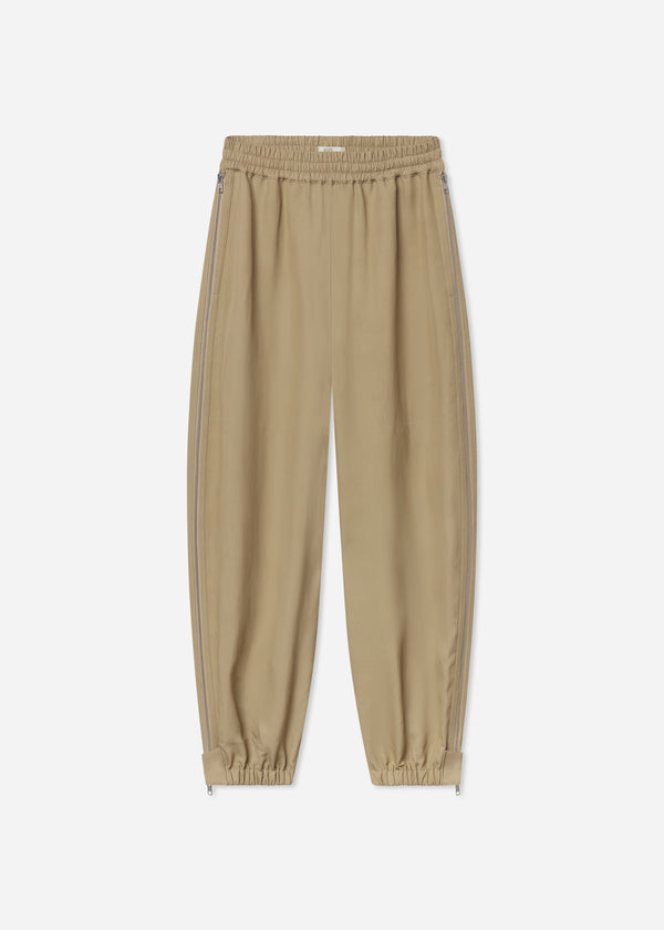 Articulated Vented Pant in Silk Viscose - Khaki - CO