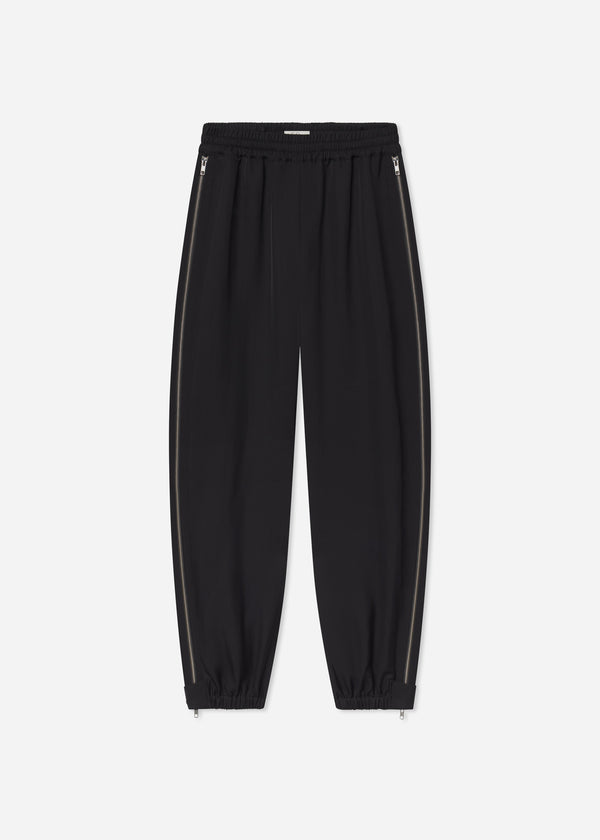 Articulated Vented Pant in Silk Viscose - Black - CO