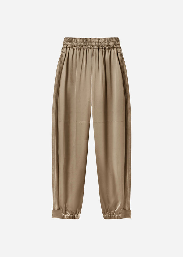 Articulated Vented Pant in Silk Charmeuse - Sesame - CO