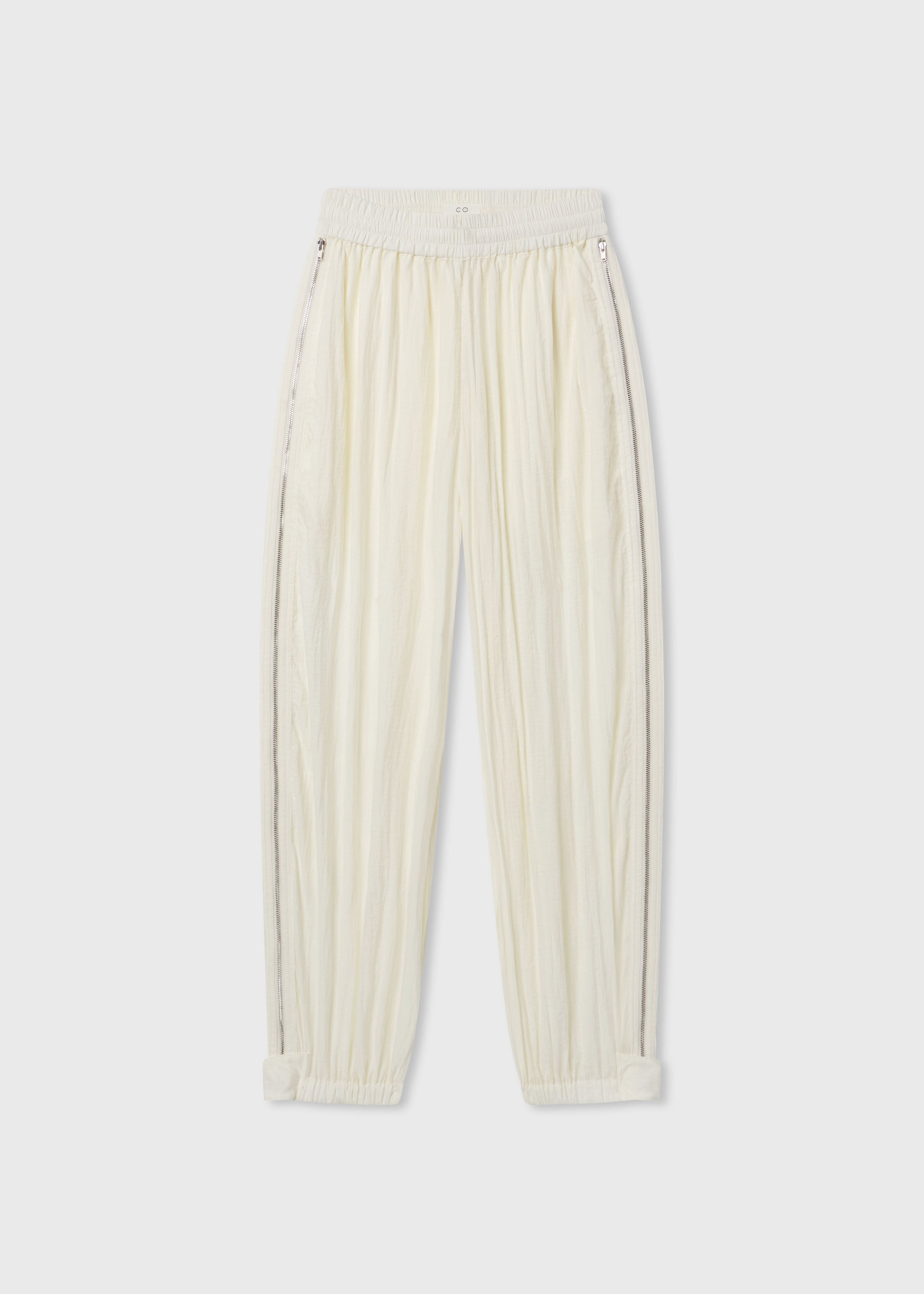 Articulated Vented Pant in Wrinkled Nylon - Milk