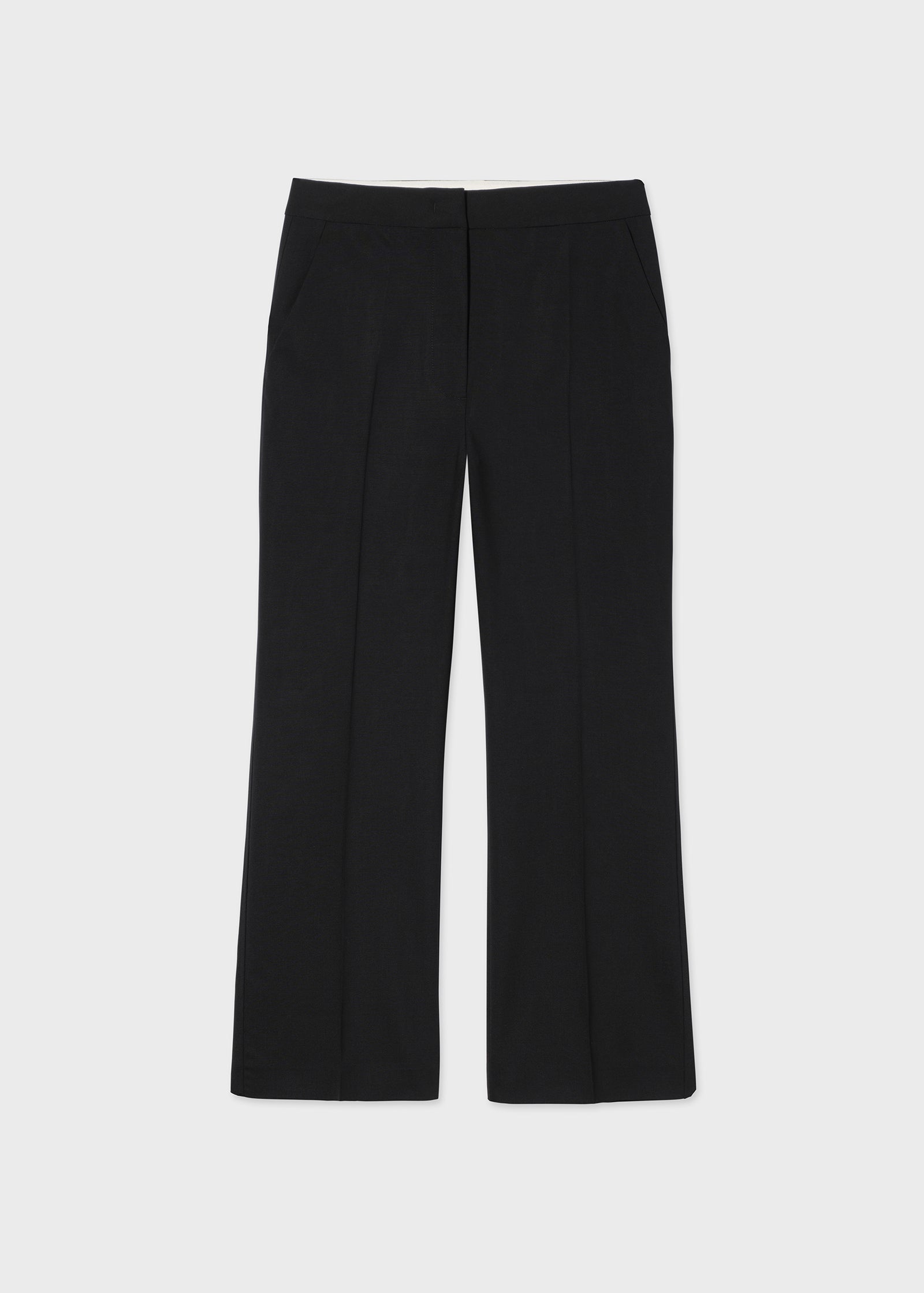 Cropped Cigarette Trouser in Virgin Wool - Black