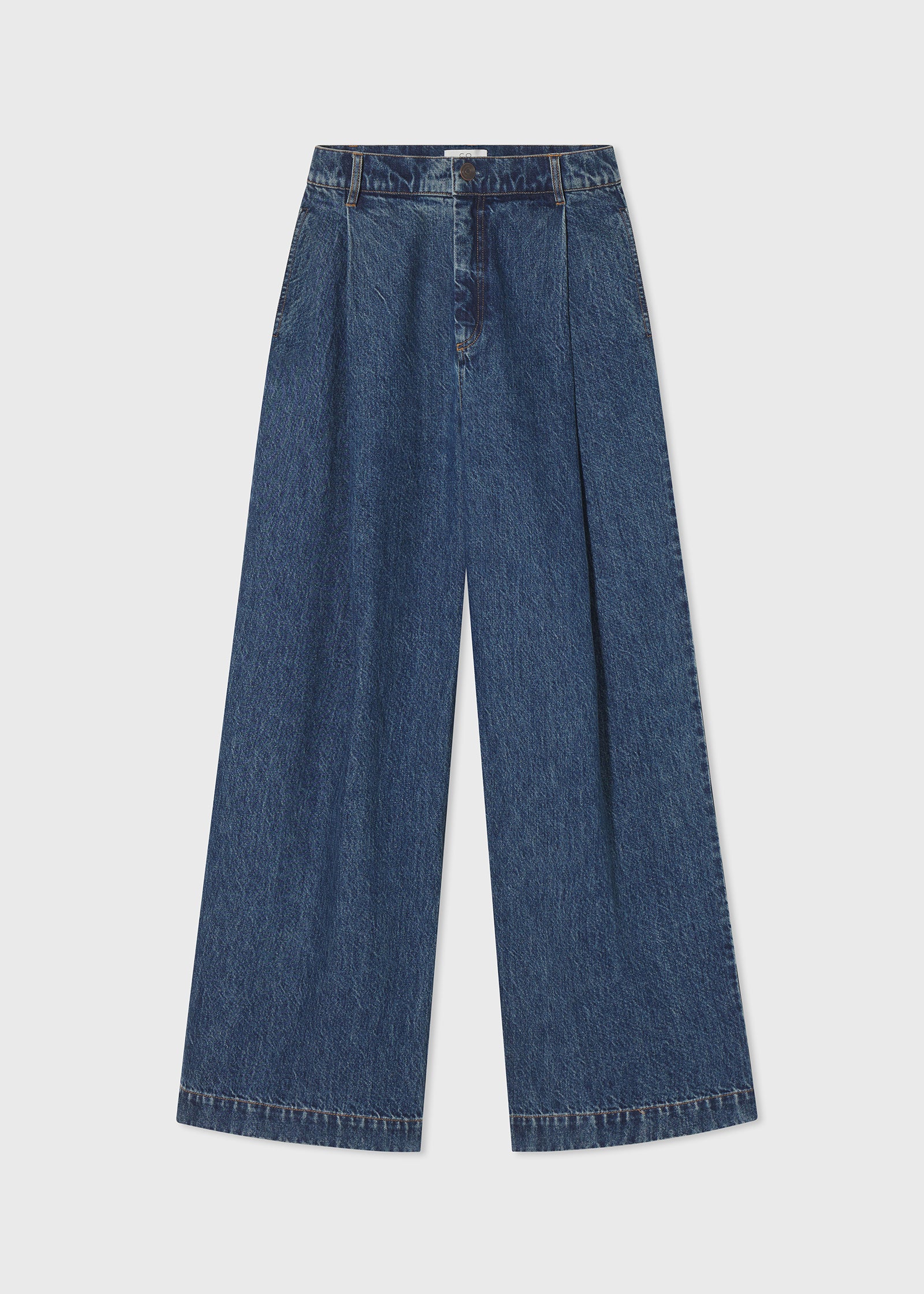 Wide Leg Denim Trouser in Organic Cotton  - Indigo - CO Collections