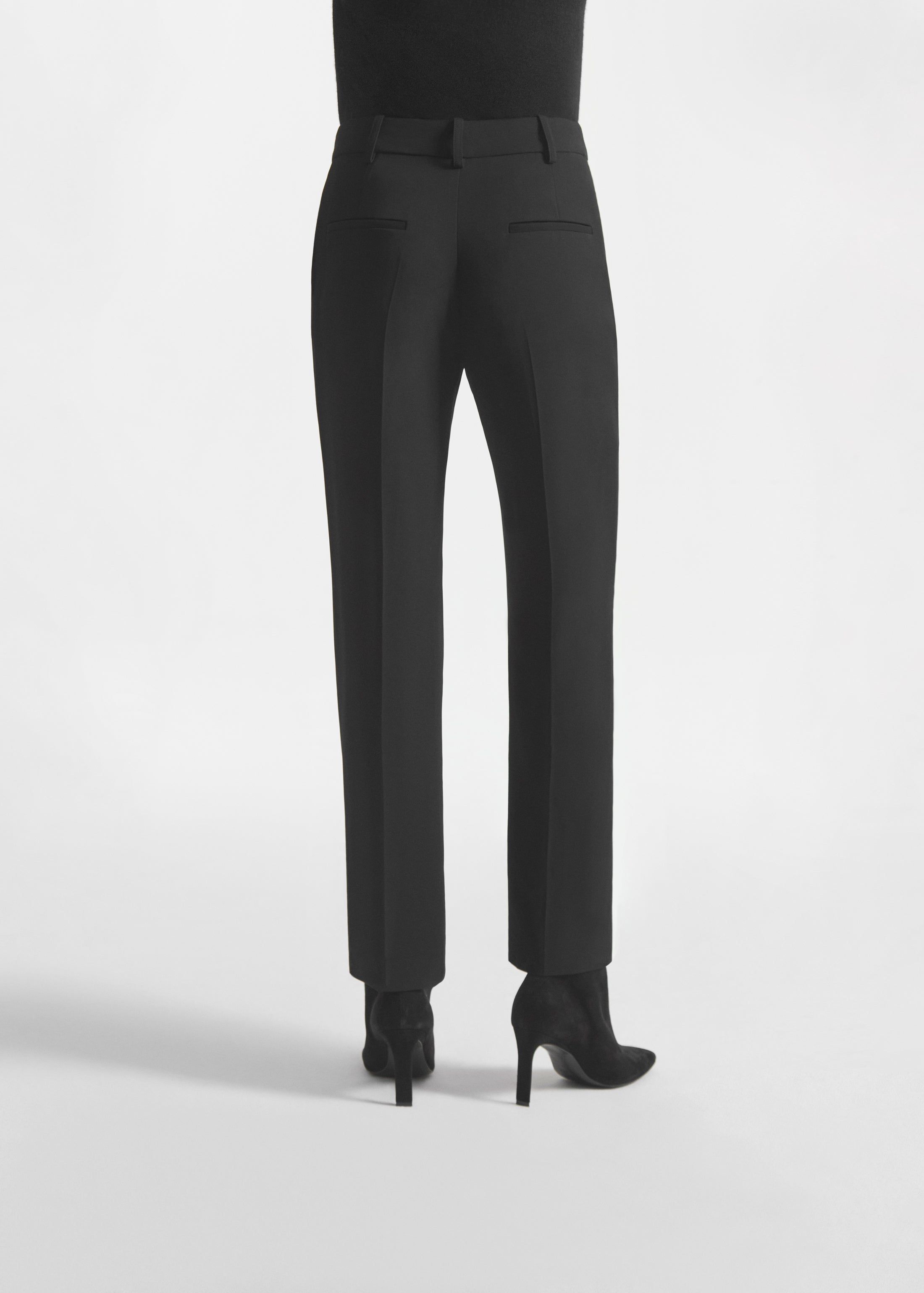 Cigarette Trouser in Crepe - Black, image 2 of 5