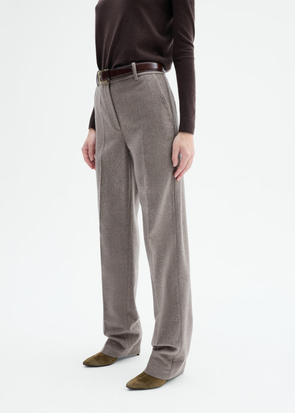 Tailored Straight Pant in Wool Cashmere - Oatmeal - CO