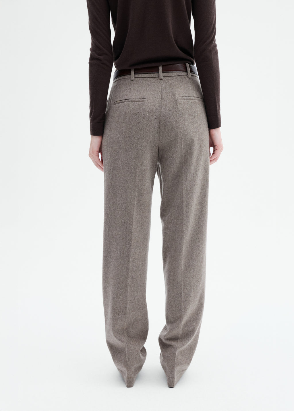 Tailored Straight Pant in Wool Cashmere - Oatmeal - CO