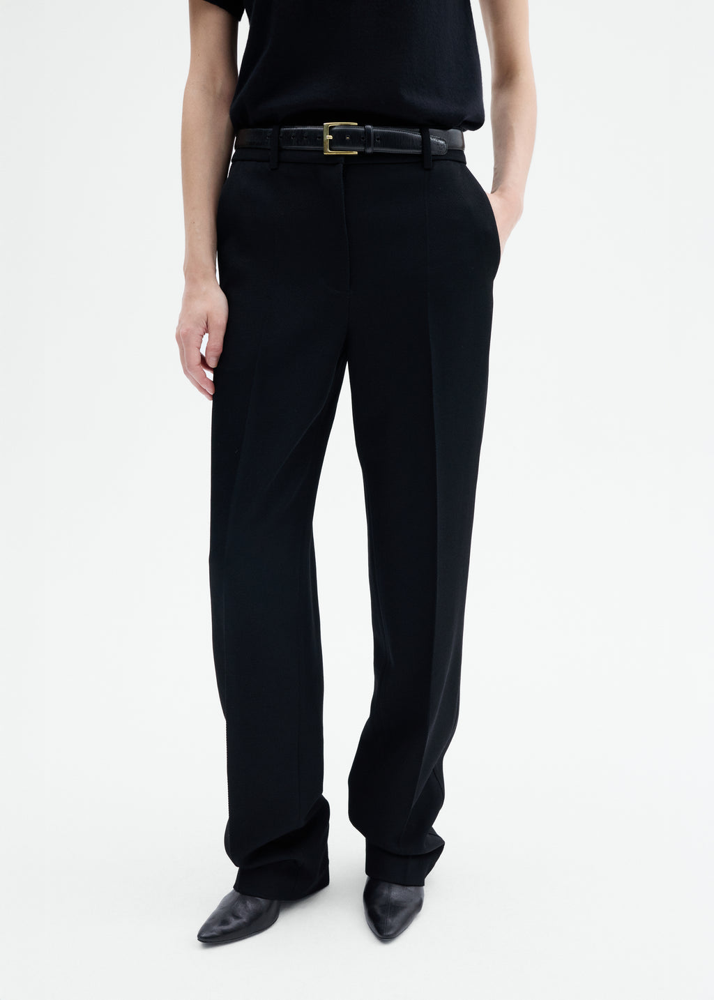 Tailored Straight Pant in Virgin Wool - Black - CO