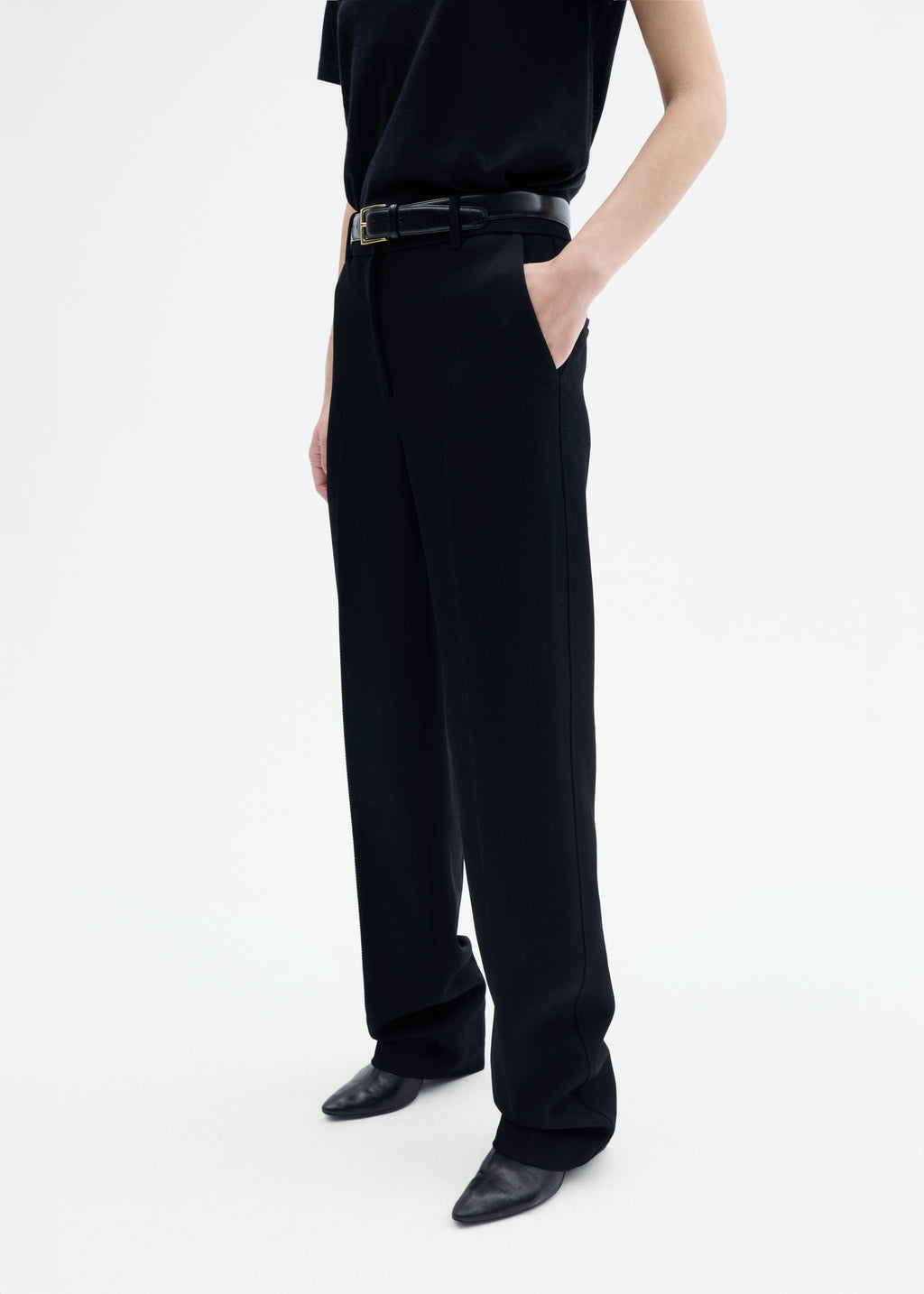 Tailored Straight Pant in Virgin Wool - Black - CO