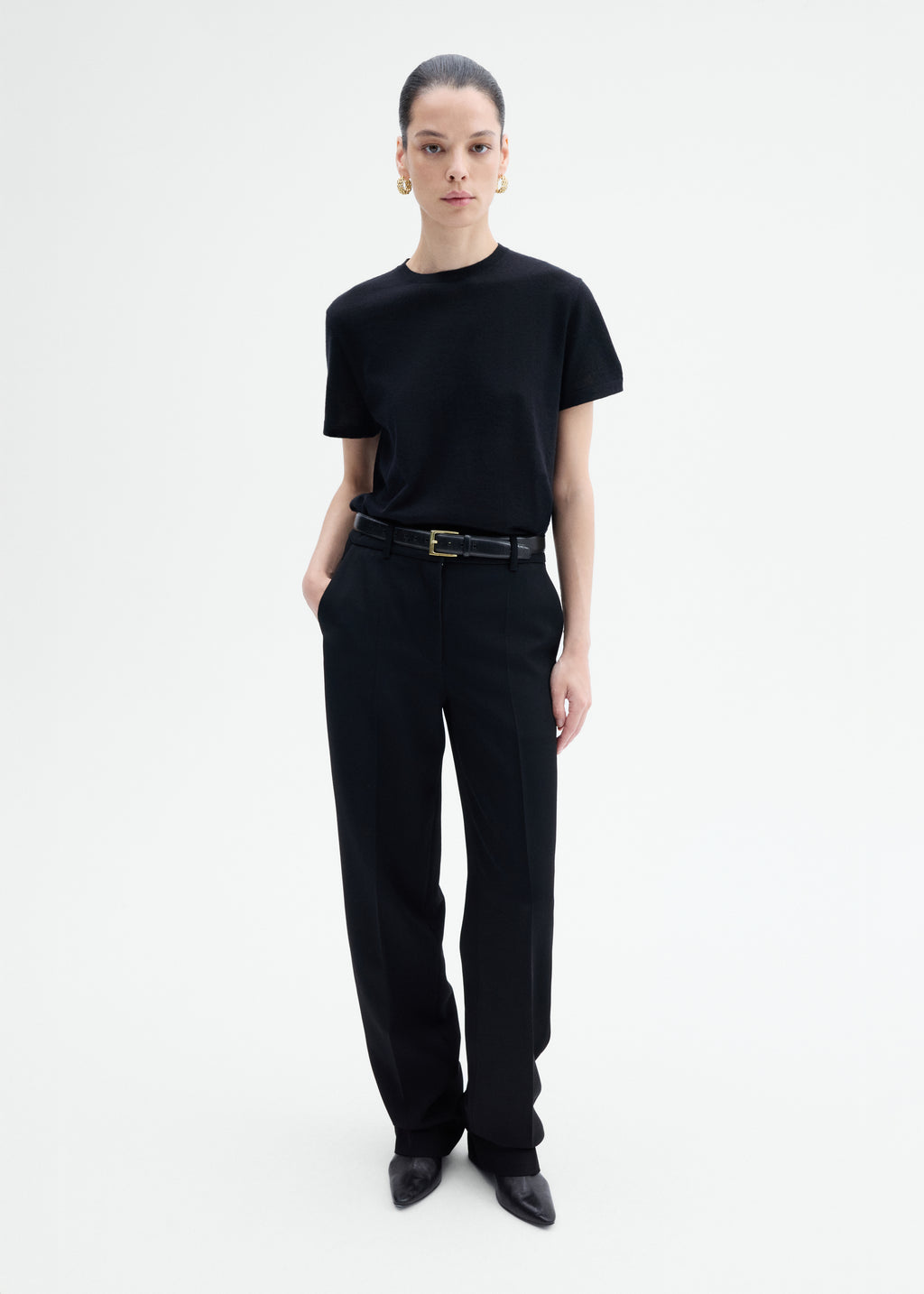 Tailored Straight Pant in Virgin Wool - Black - CO