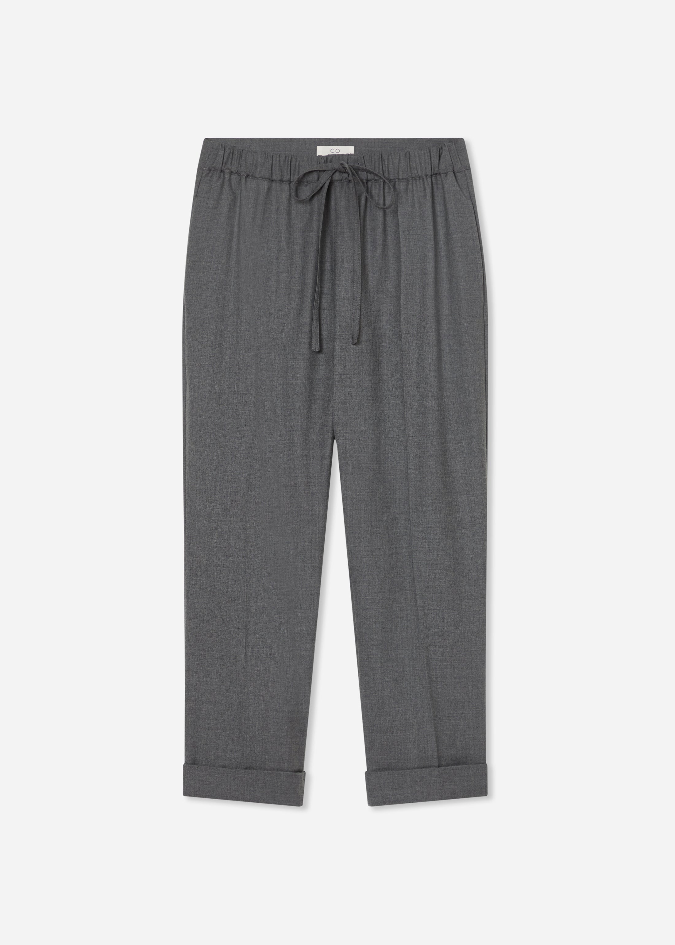 Turn Up Cuff Jogger in Melange Wool - Grey Melange