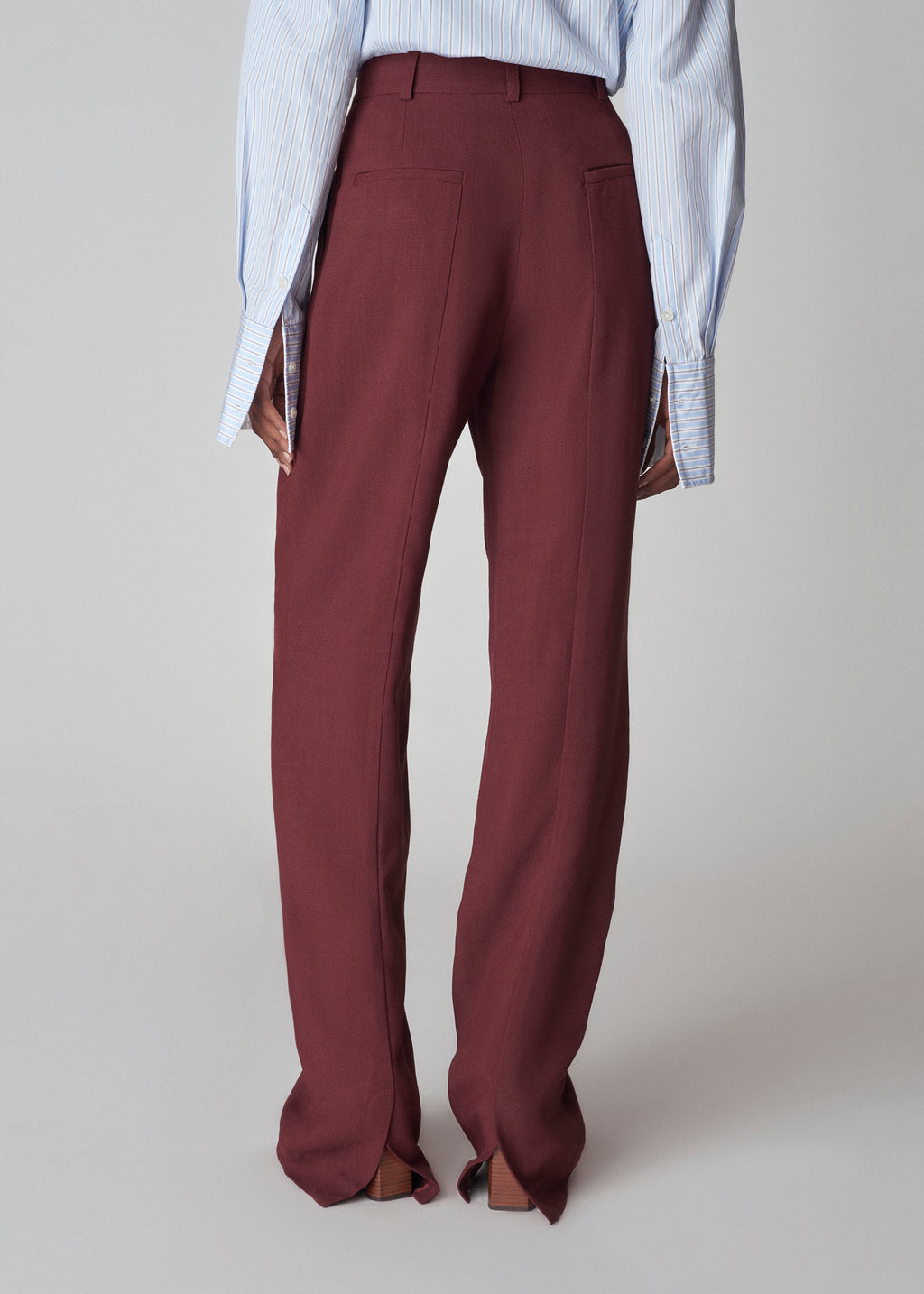 Straight Vented Pant in Twill - Bordeaux - CO