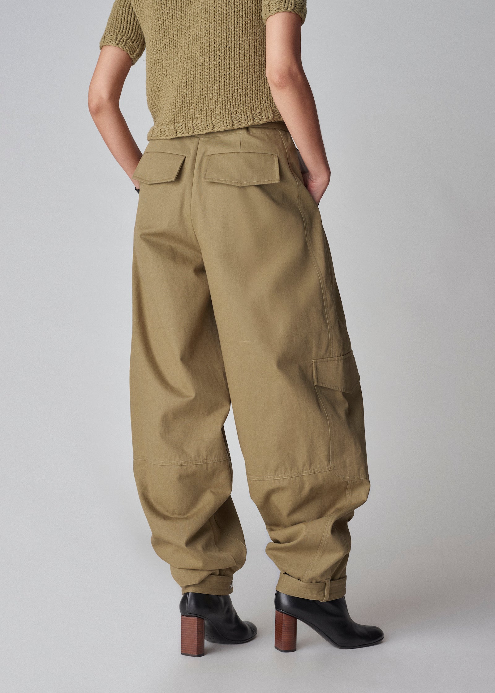 Oversized Cargo Pant in Cotton Canvas - Sage - CO Collections