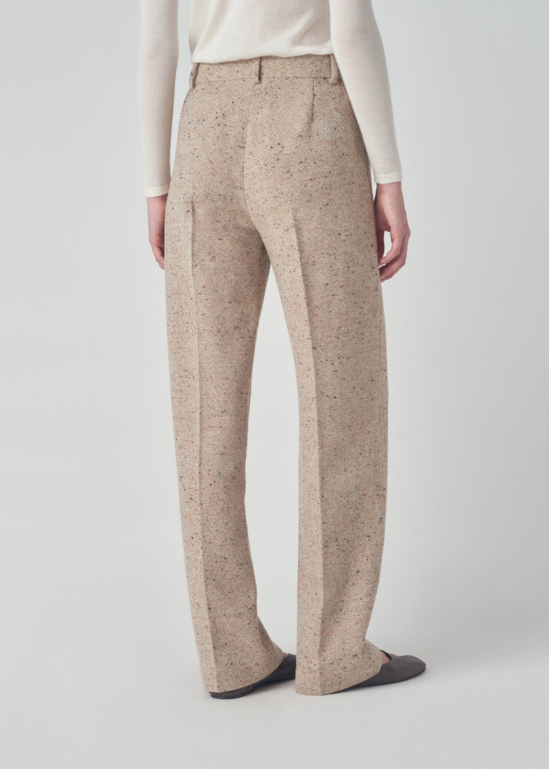 Flat Front Tapered Trouser in Virgin Wool - Brown Multi - CO