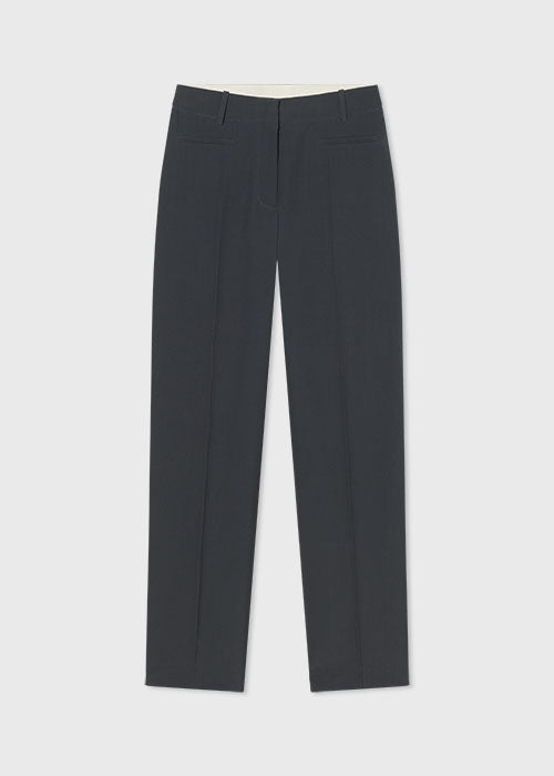 Flat Front Tapered Trouser in Gabardine - Charcoal - CO Collections