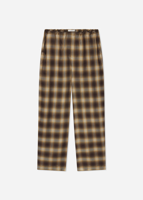 Drawstring Pant in Tencel Plaid - Brown Multi, image 4 of 4