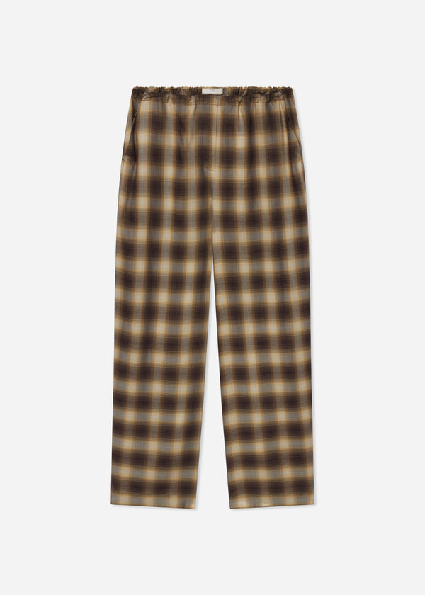 Drawstring Pant in Tencel Plaid - Brown Multi - CO