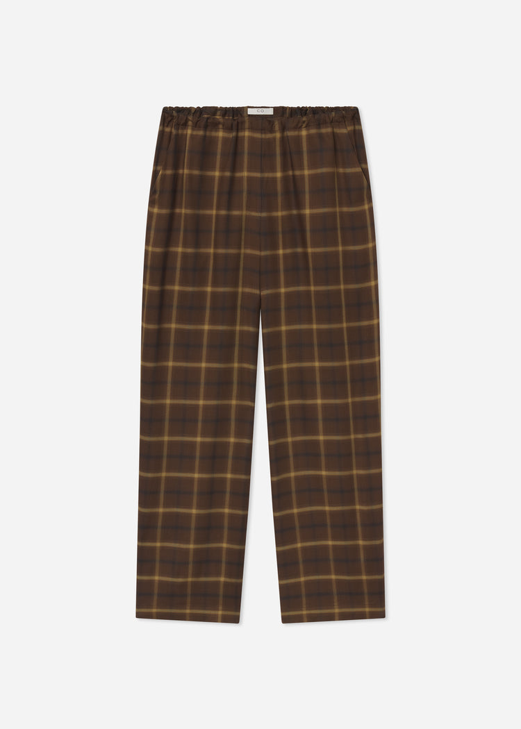 Drawstring Pant in Check Plaid - Chocolate, image 3 of 3