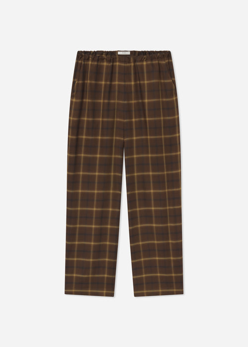 Drawstring Pant in Check Plaid - Chocolate, image 3 of 3