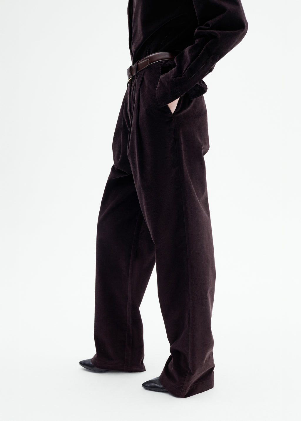 Corduroy Wide Leg Pant - Chocolate - CO