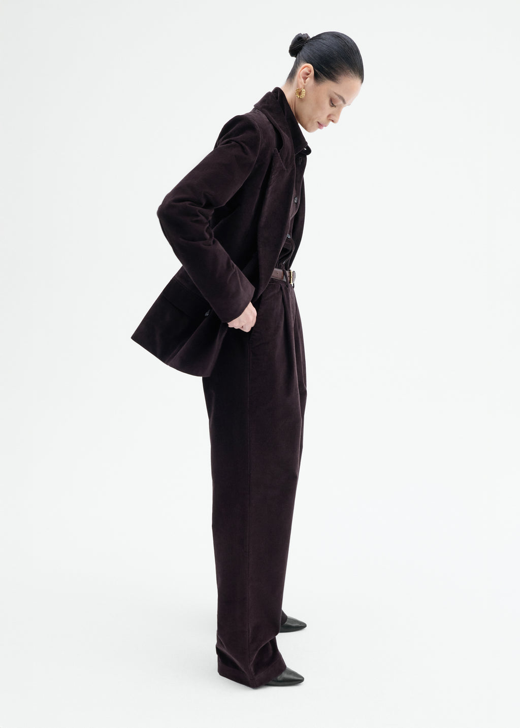 Corduroy Wide Leg Pant - Chocolate - CO