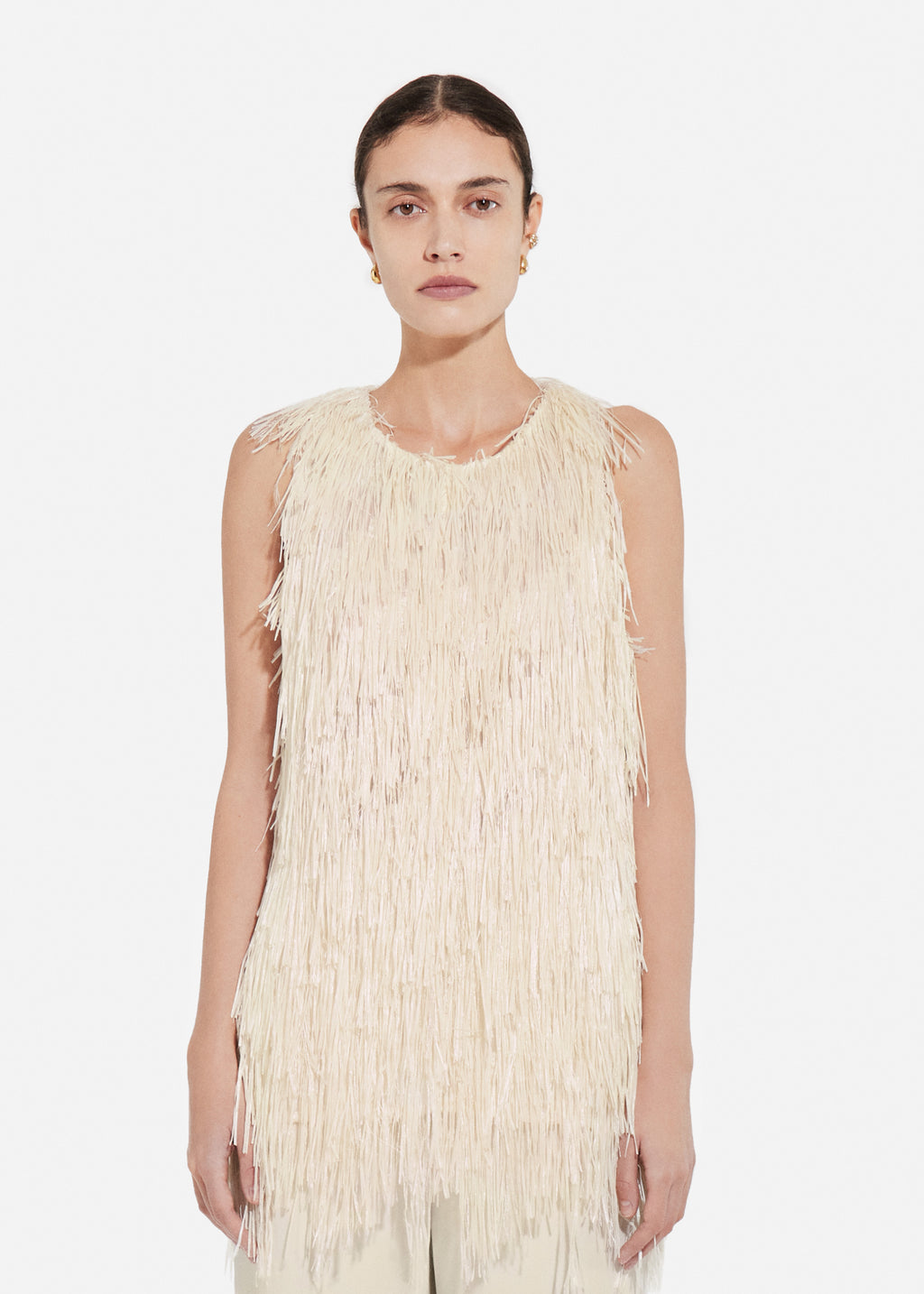 Racer Back Fringe Tank - Pearl - CO