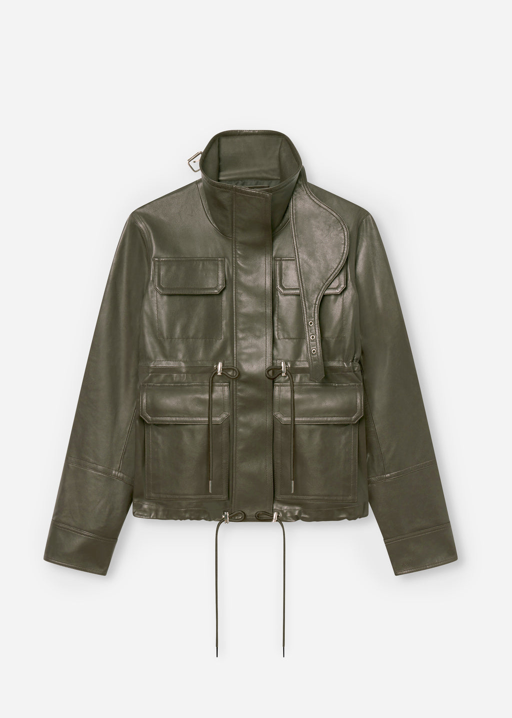 Military Jacket in Leather - Olive - CO