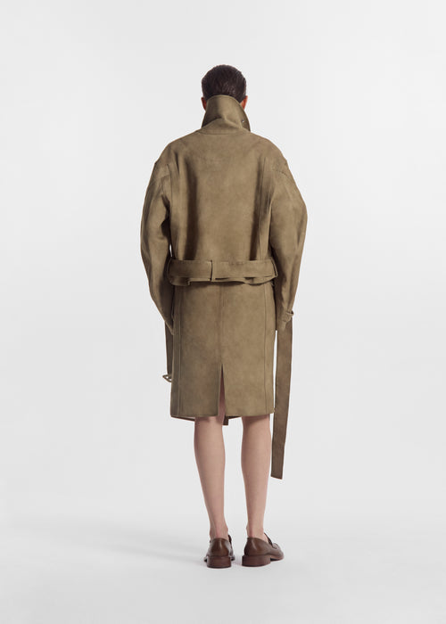 Flying Collar Moto Jacket in Cold-Dyed Cotton - Khaki, image 5 of 6