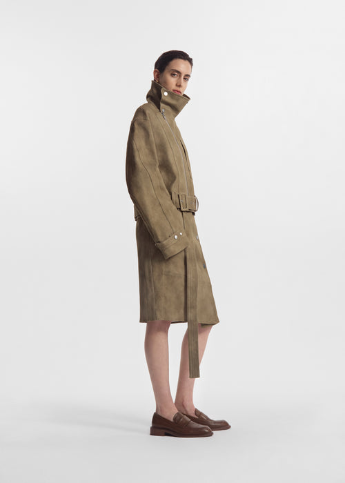 Flying Collar Moto Jacket in Cold-Dyed Cotton - Khaki, image 3 of 6