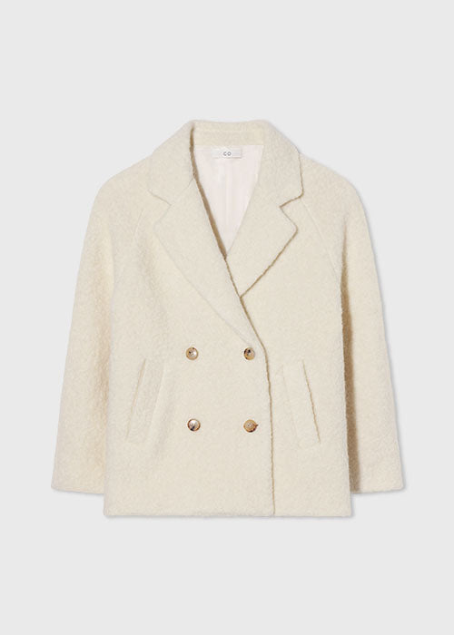 Double Breasted Peacoat in Bouclé - Ivory - CO Collections