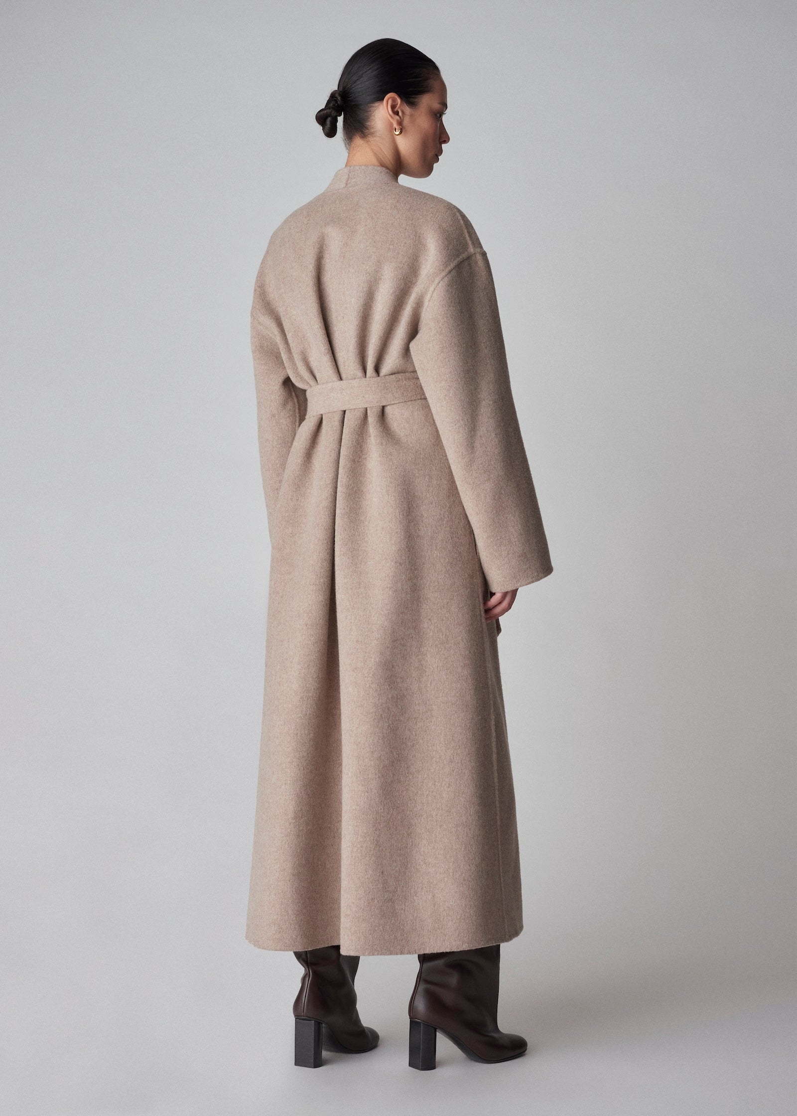 Wrap Coat in Wool Cashmere - Taupe - CO Collections