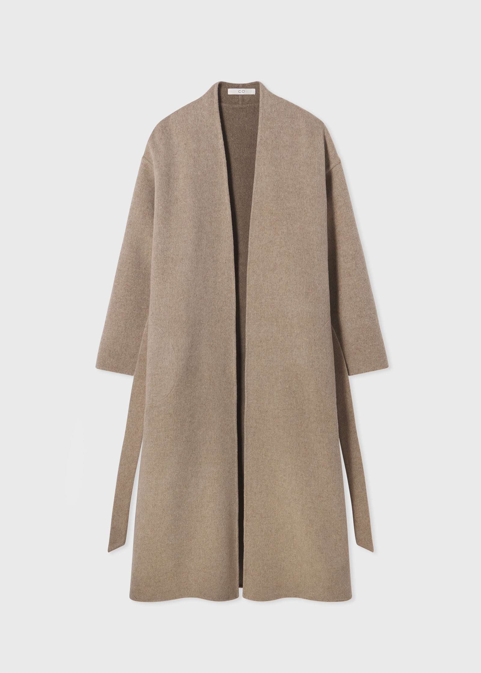 Wrap Coat in Double Faced Wool Cashmere - Taupe