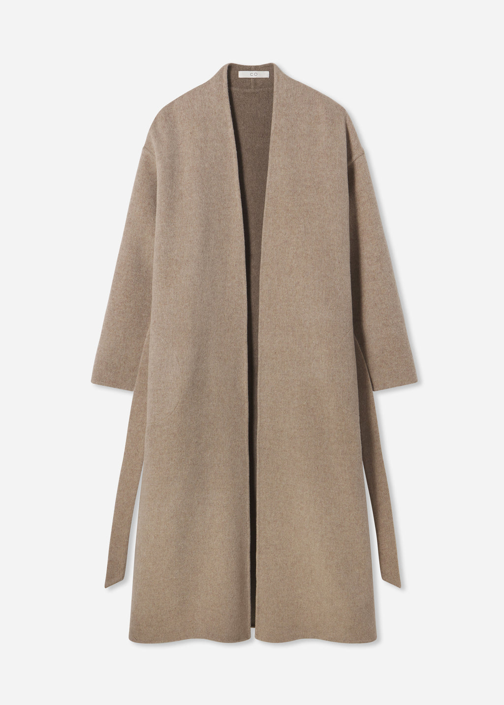 Wrap Coat in Double Faced Wool Cashmere  - Taupe - CO