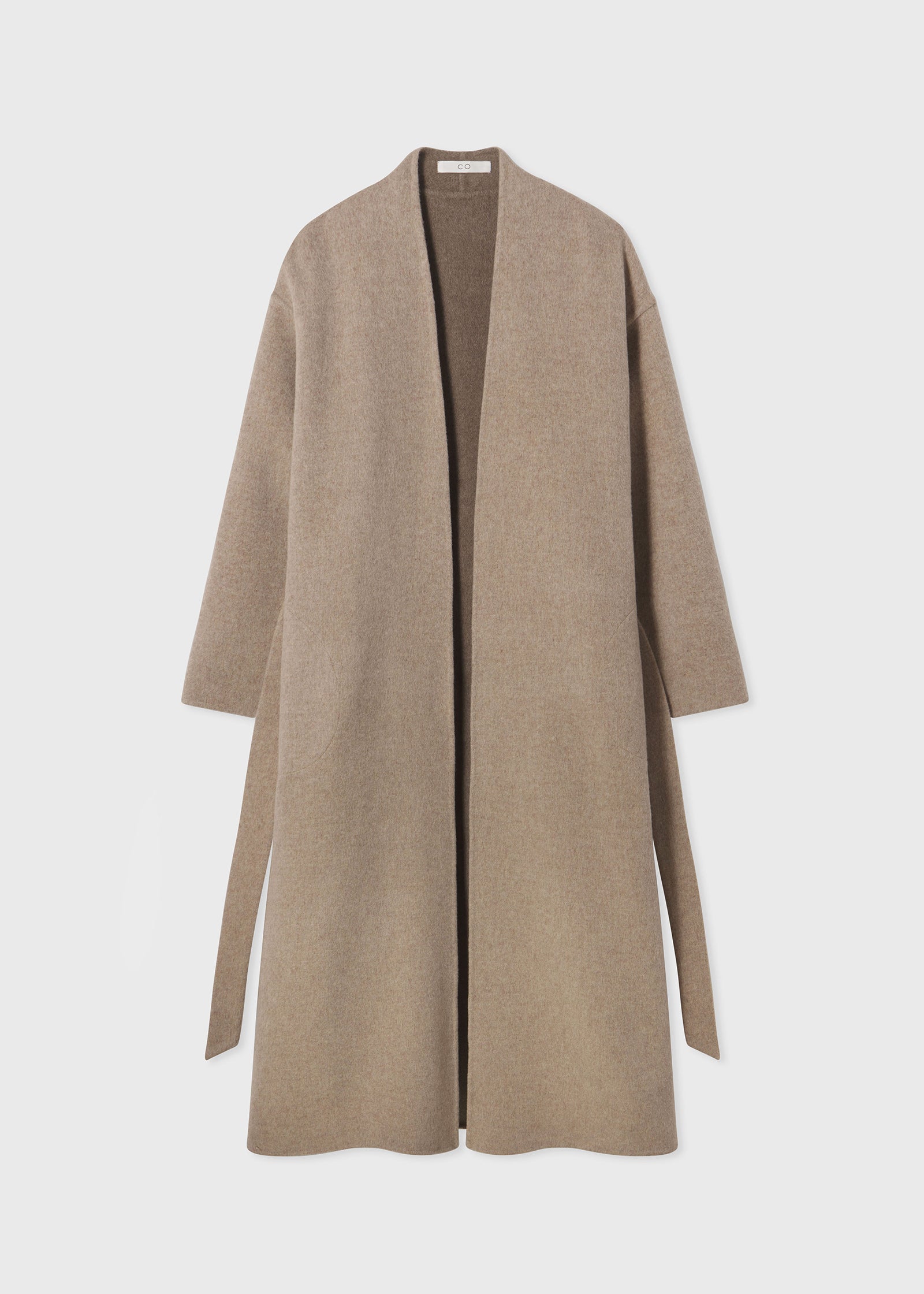 Wrap Coat in Double Faced Wool Cashmere  - Taupe