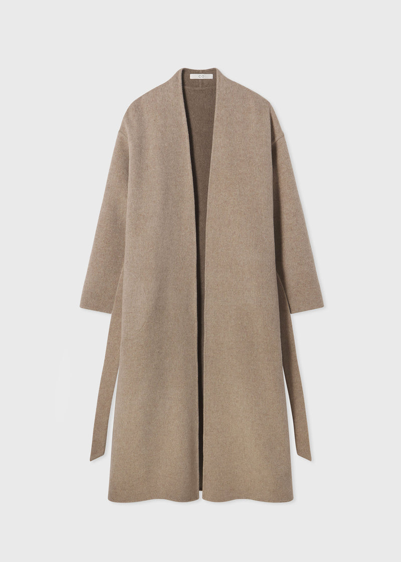 Wrap Coat in Wool Cashmere - Taupe - CO
