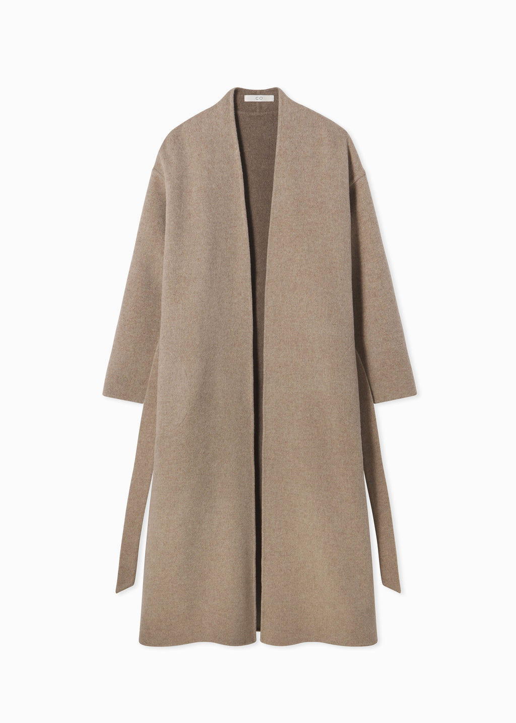 Wrap Coat in Double Faced Wool Cashmere  - Taupe - CO