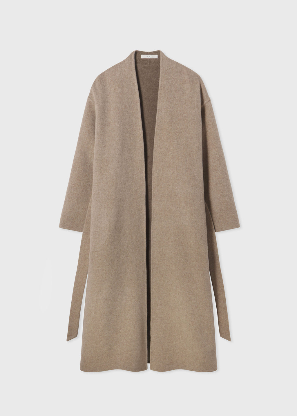 Wrap Coat in Double Faced Wool Cashmere  - Taupe - CO