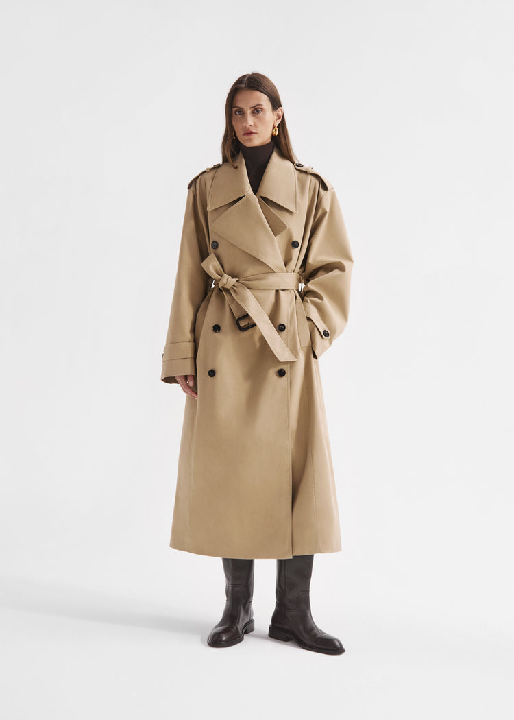 Oversized Trench in Cotton Twill - Camel, image 1 of 6