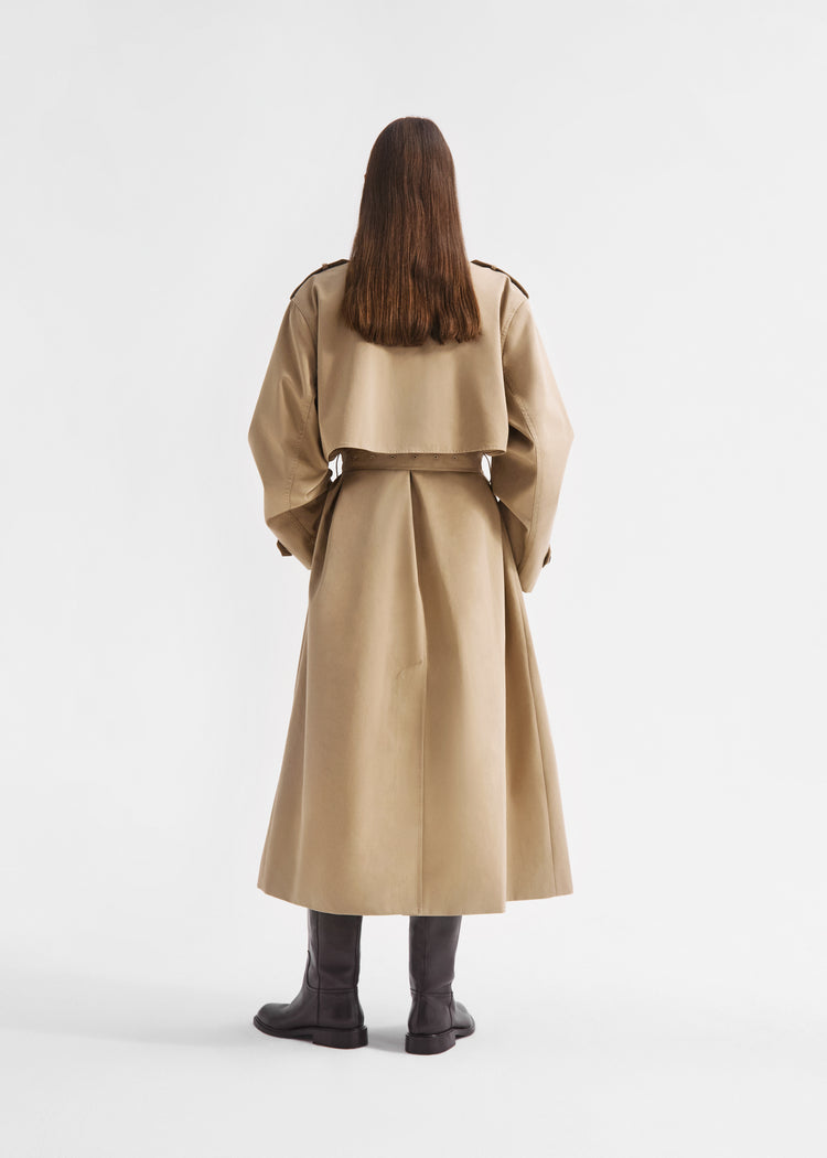 Oversized Trench in Cotton Twill - Camel, image 3 of 6