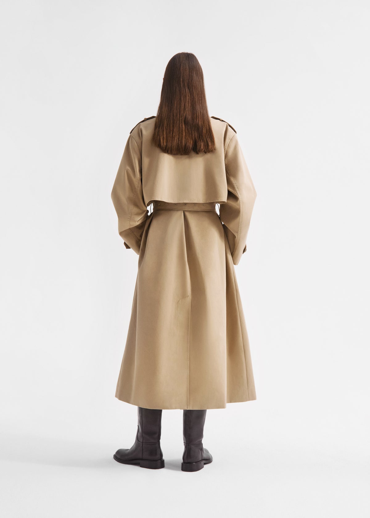 Oversized Trench in Cotton Twill - Camel, image 3 of 6