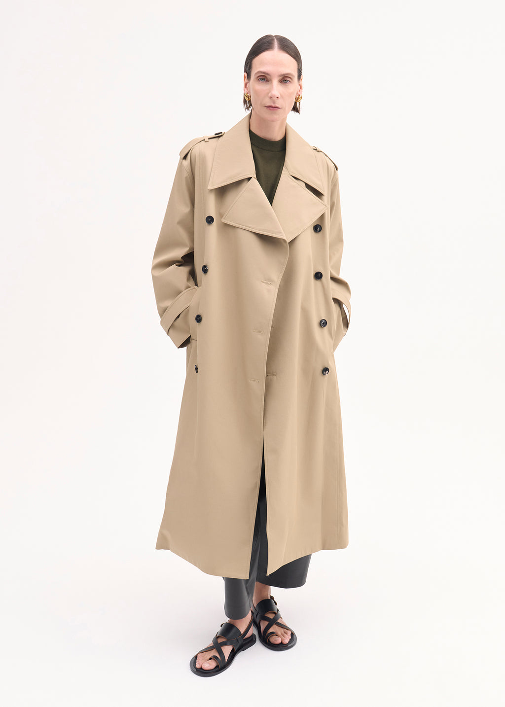 Oversized Trench in Cotton Twill - Camel - CO