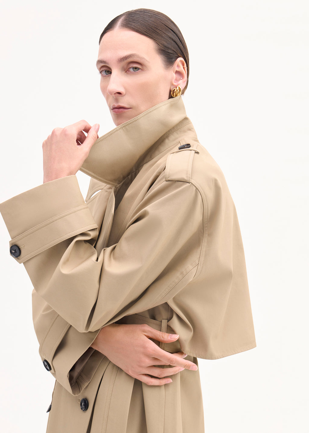 Oversized Trench in Cotton Twill - Camel - CO